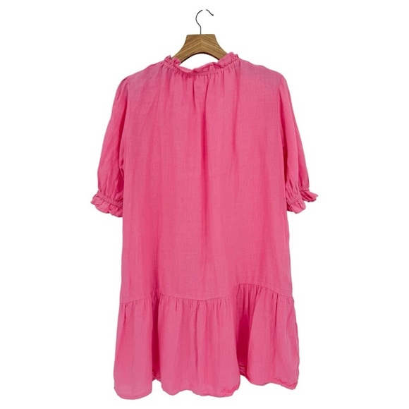Velvet by Graham & Spencer Bernice Linen Ruffle Mini Dress in Pink Size M - Picture 4 of 13